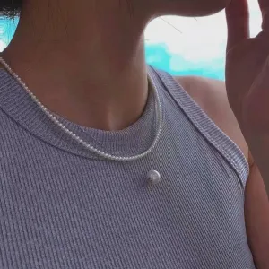 10-12mm Classic White Freshwater Pearl Floating Pendant Necklace