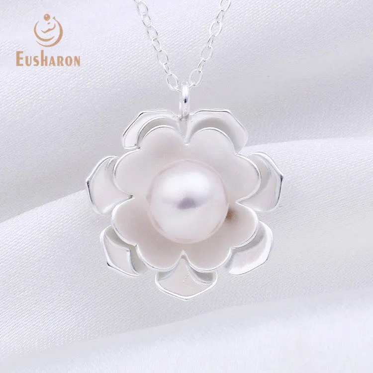 10 PCS Blooming Flowers Edison Pearl Pendant Necklace