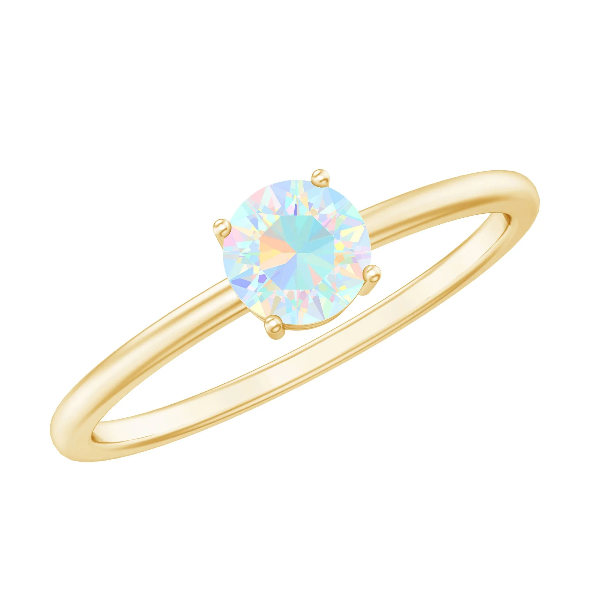1/2 CT Round Ethiopian Opal Solitaire Promise Ring