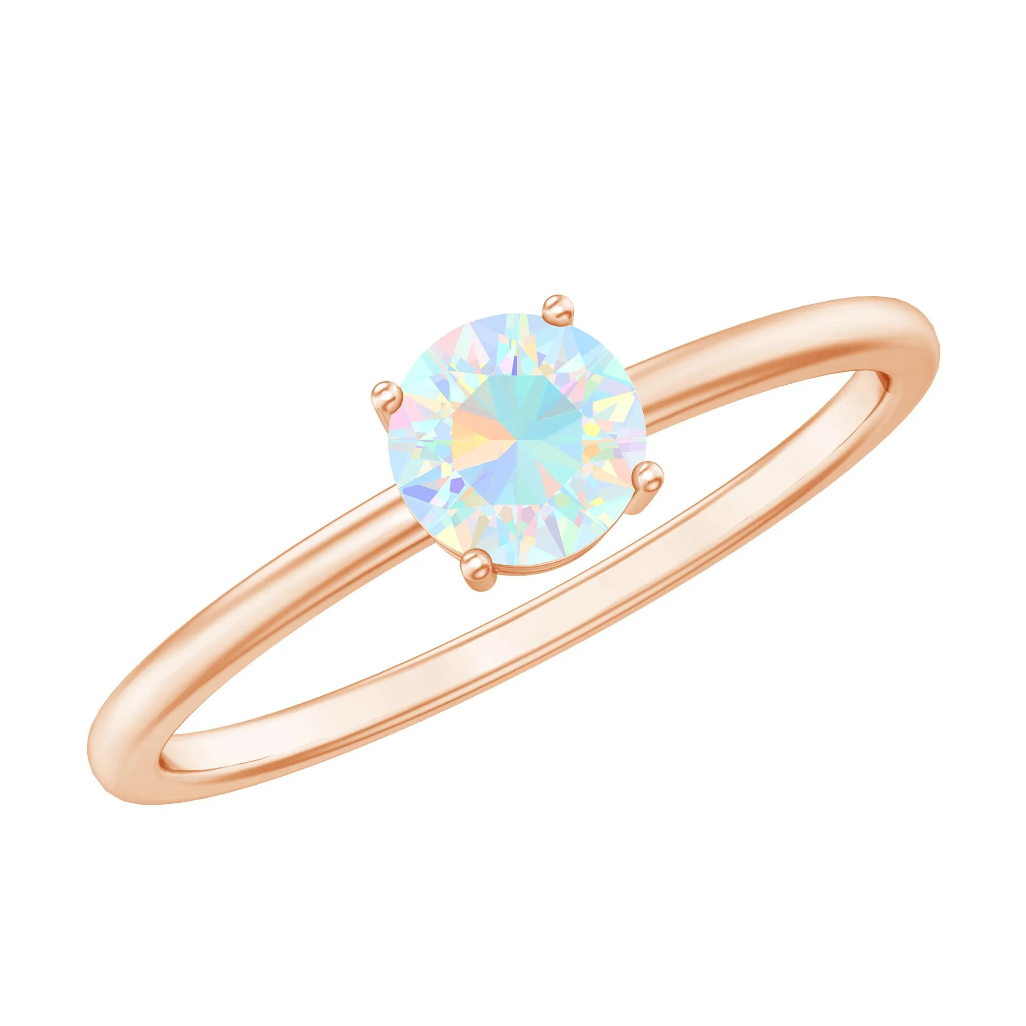 1/2 CT Round Ethiopian Opal Solitaire Promise Ring