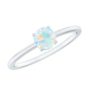 1/2 CT Round Ethiopian Opal Solitaire Promise Ring