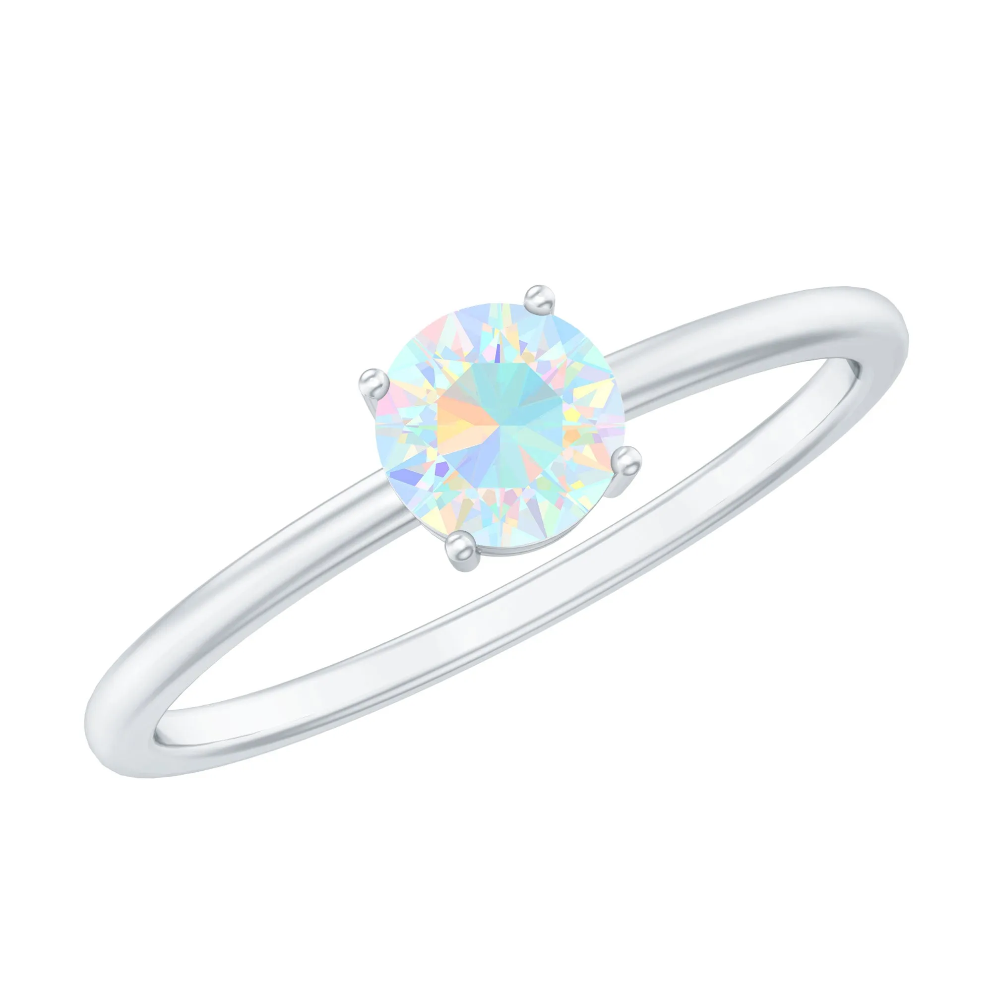 1/2 CT Round Ethiopian Opal Solitaire Promise Ring