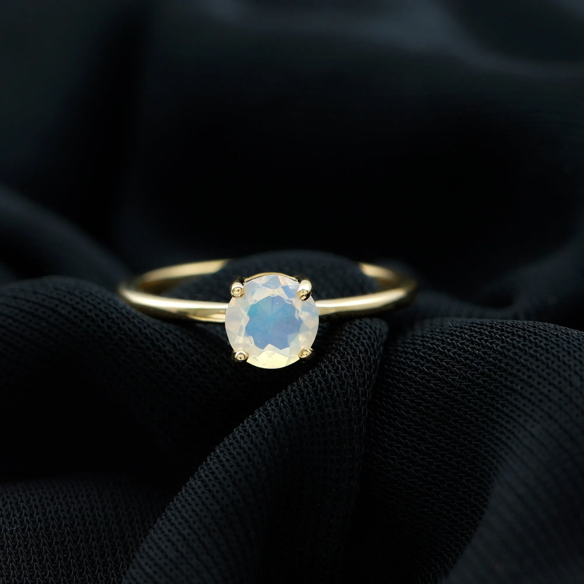 1/2 CT Round Ethiopian Opal Solitaire Promise Ring