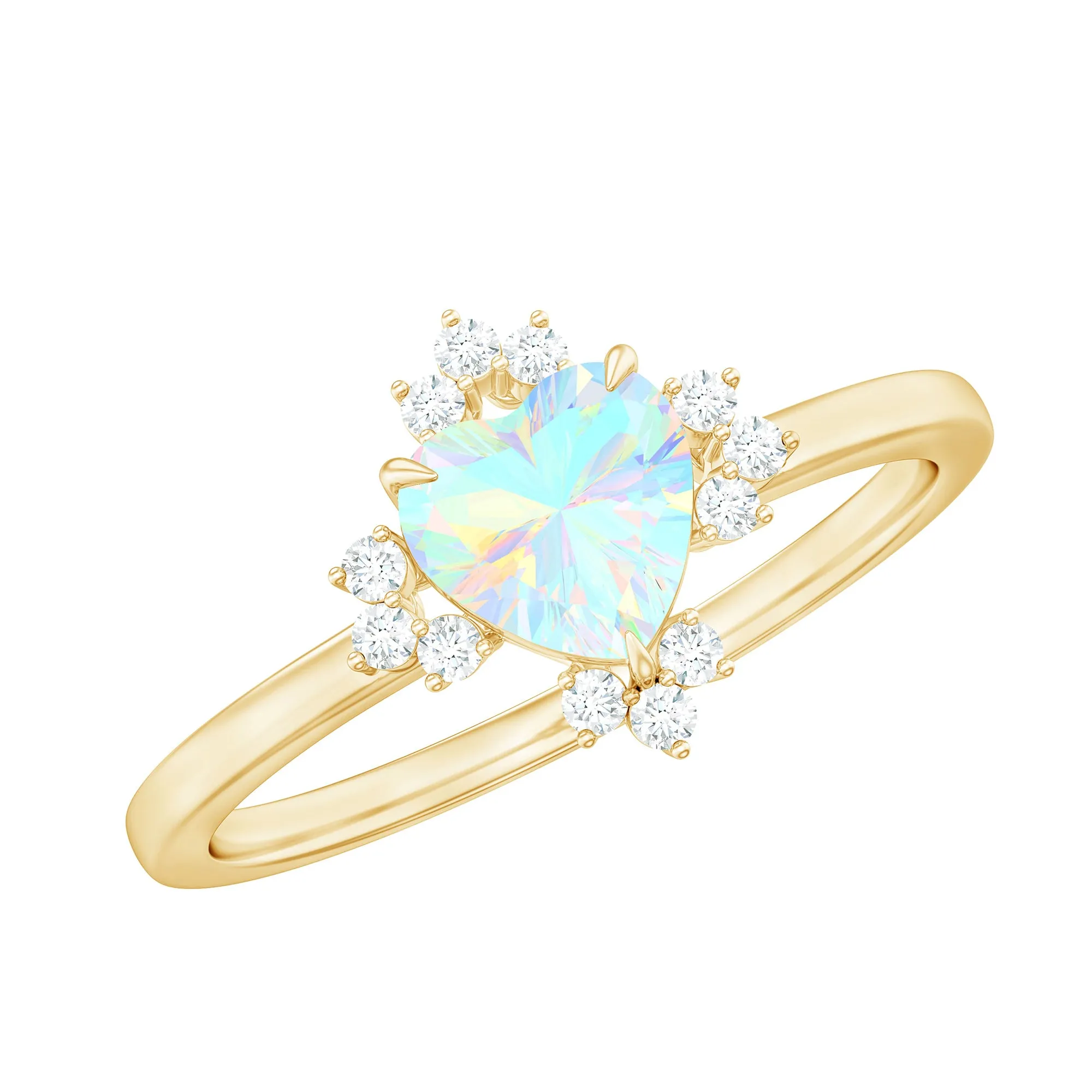 1.25 CT Heart Shape Ethiopian Opal Solitaire Promise Ring with Diamond Accent