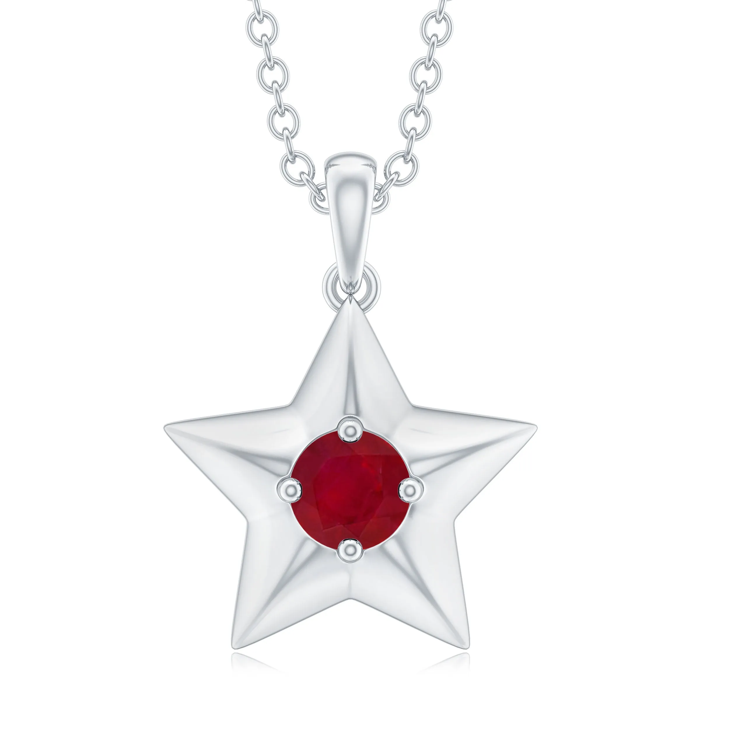 1/4 CT Elegant Ruby and Gold Star Pendant for Women