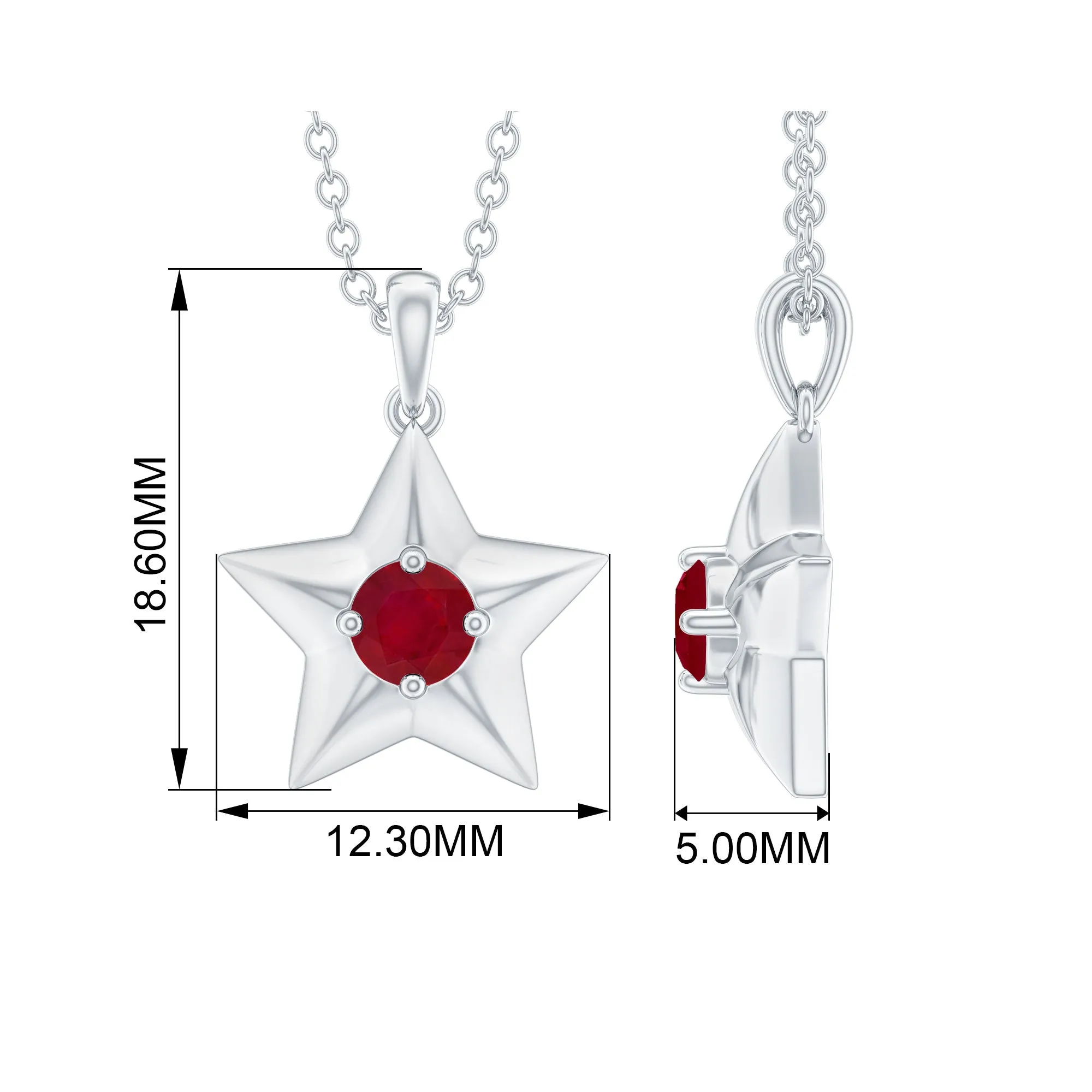 1/4 CT Elegant Ruby and Gold Star Pendant for Women