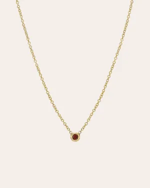 14k Gold Mini Bezel Birthstone Necklace