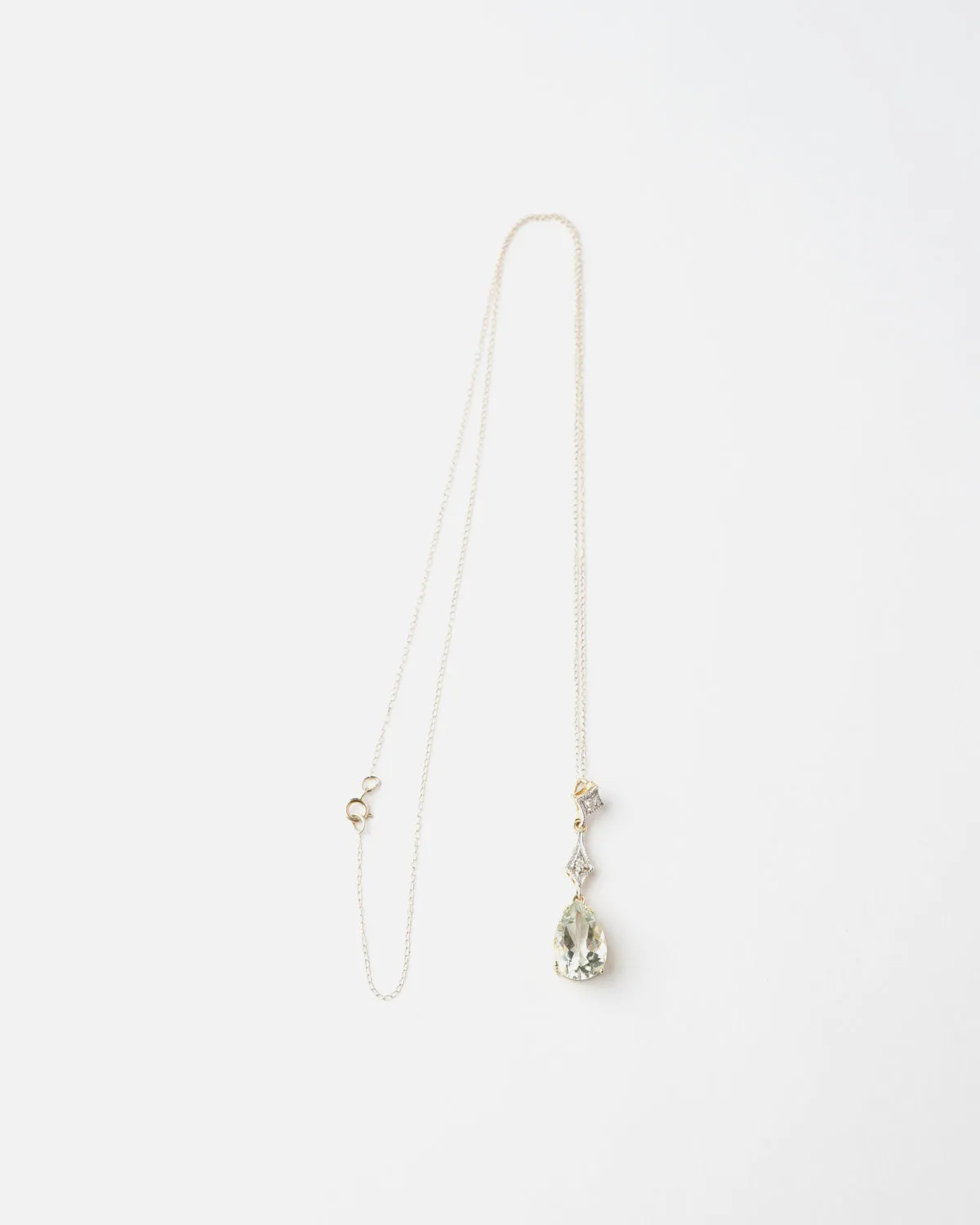 14k Gold Necklace w/ Aquamarine & Dia Charm