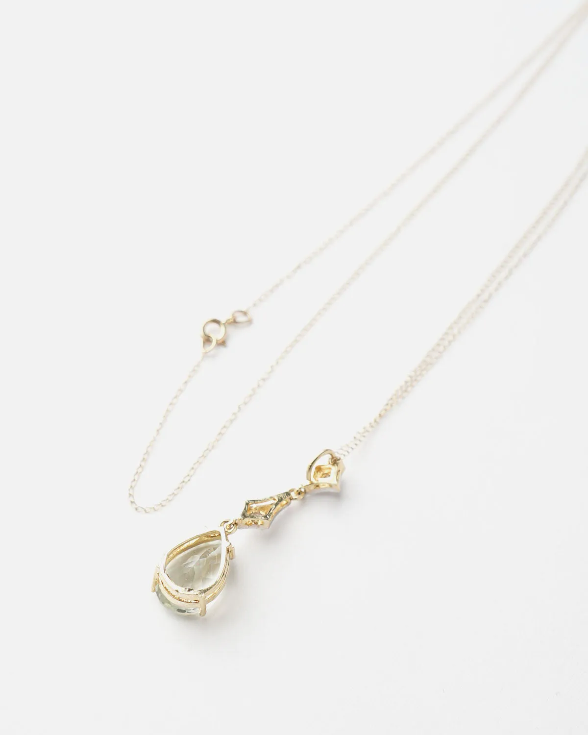 14k Gold Necklace w/ Aquamarine & Dia Charm