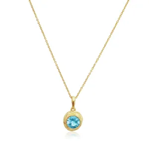 14K Gold Over Sterling Silver Aquamarine CZ Necklace