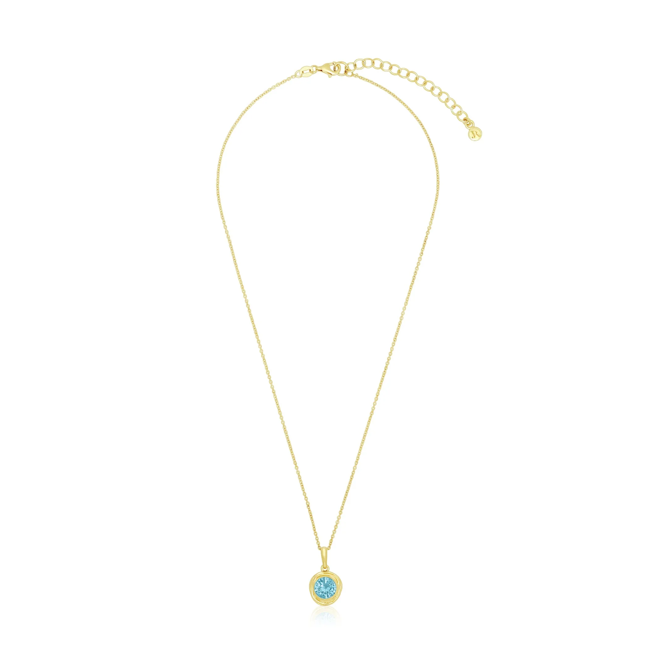 14K Gold Over Sterling Silver Aquamarine CZ Necklace