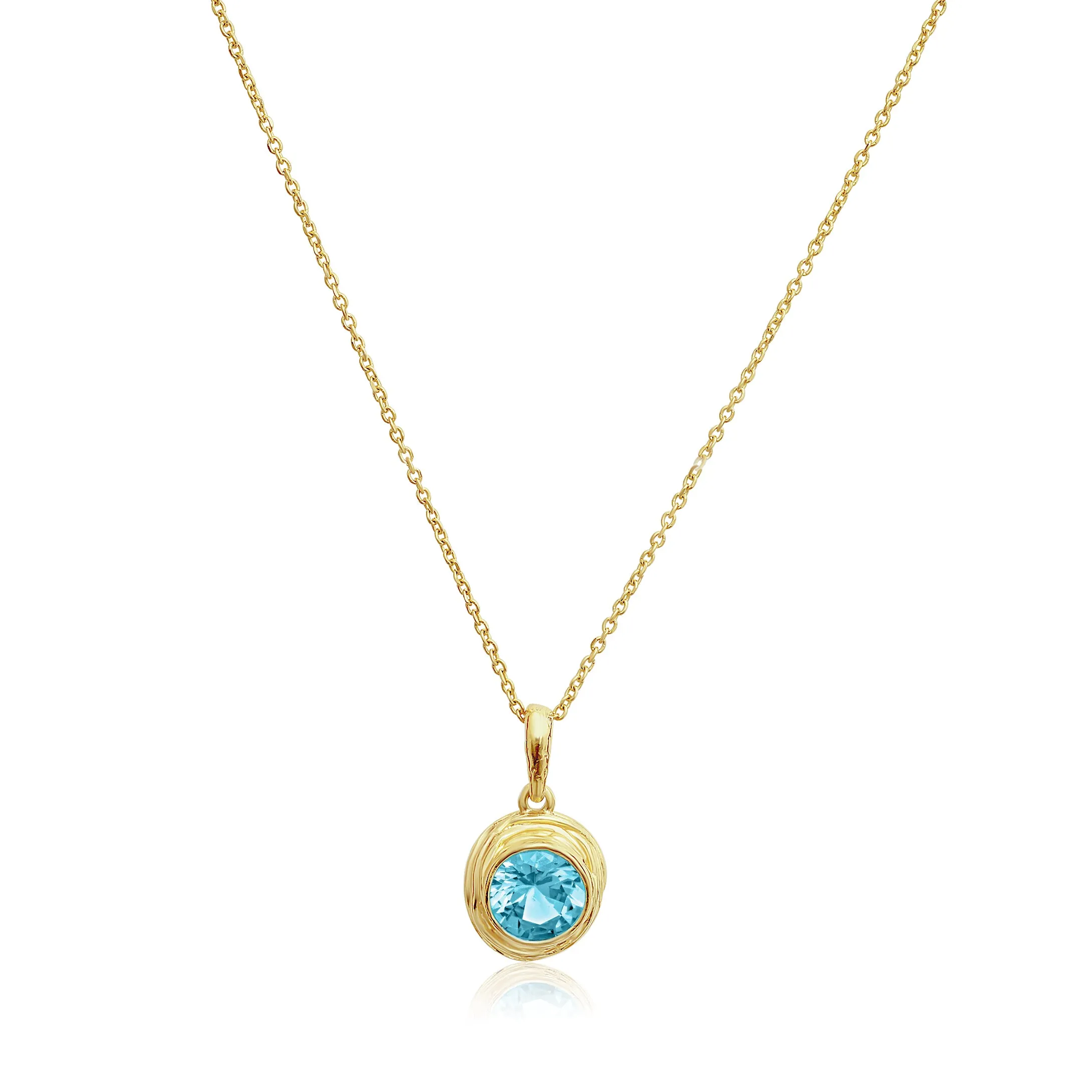 14K Gold Over Sterling Silver Aquamarine CZ Necklace