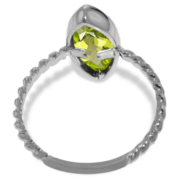 14K Solid White Gold Rings w/ Natural Marquis Peridot