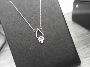 14K WG RUBY AND DIAM NECKLACE
