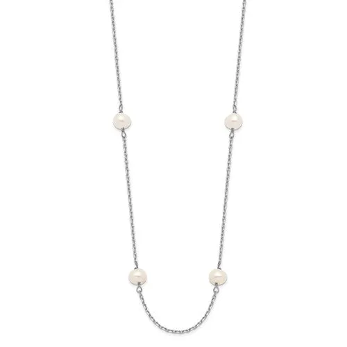 14K WHITE GOLD PEARL BY THE YARD NECKLACE