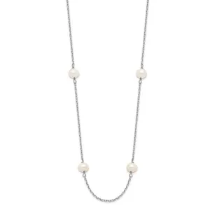 14K WHITE GOLD PEARL BY THE YARD NECKLACE