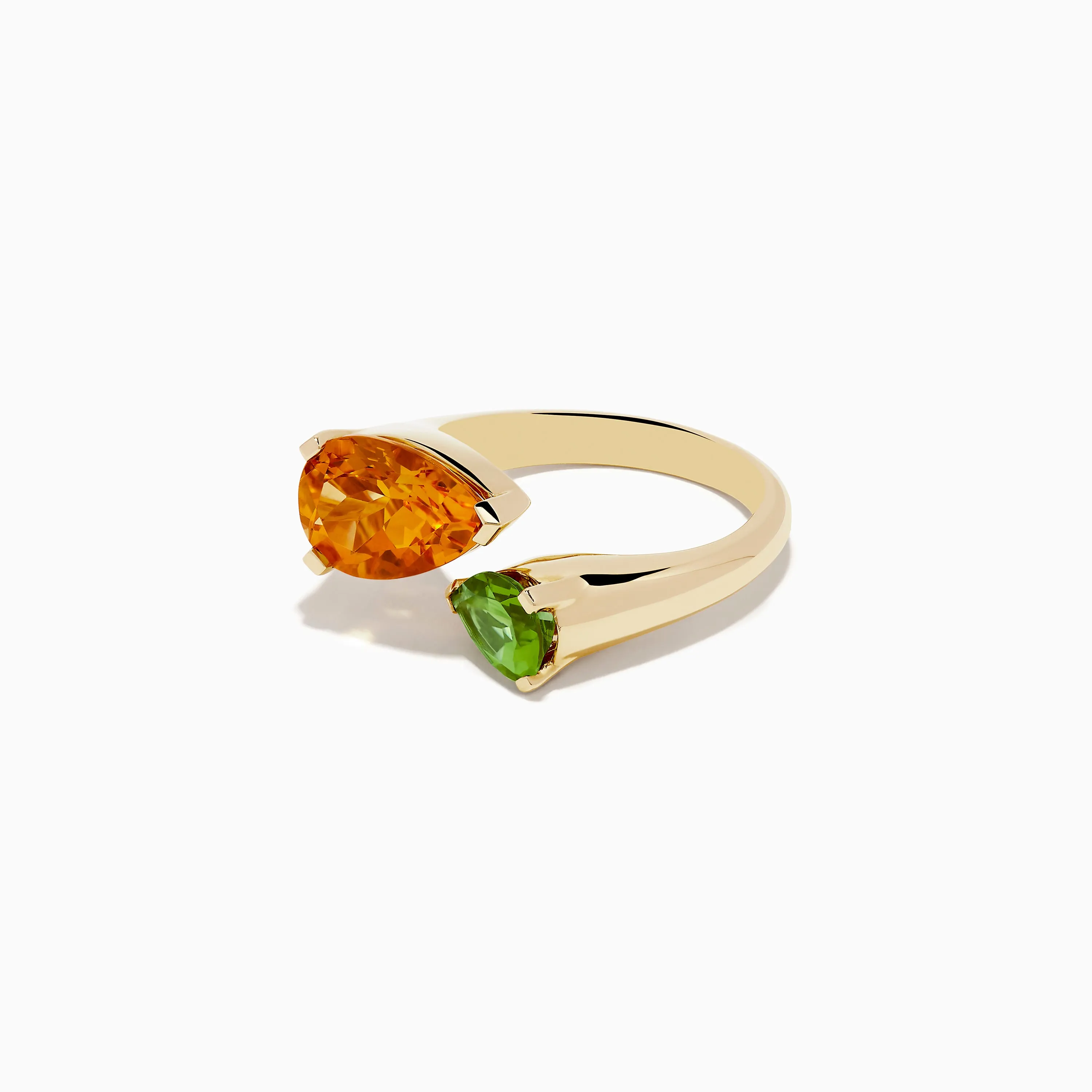 14k Yellow Gold Citrine and Peridot Toi Et Moi Ring