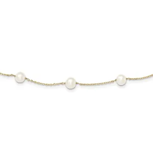 14k Yellow Gold Cultured Pearl Necklace