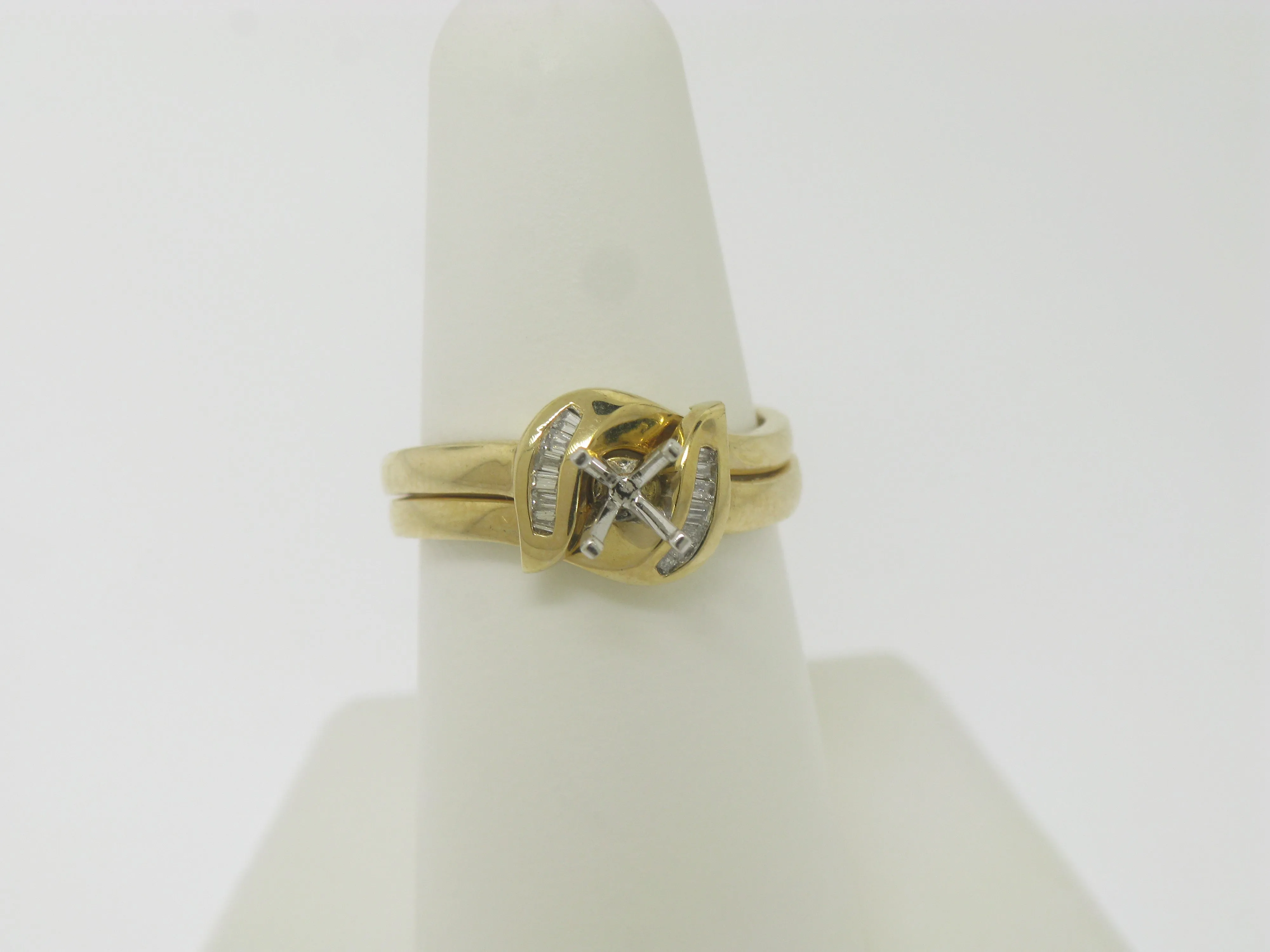 14k Yellow Gold Diamond Wedding Set Complimentary Mounting Size 6.75 (Sale)