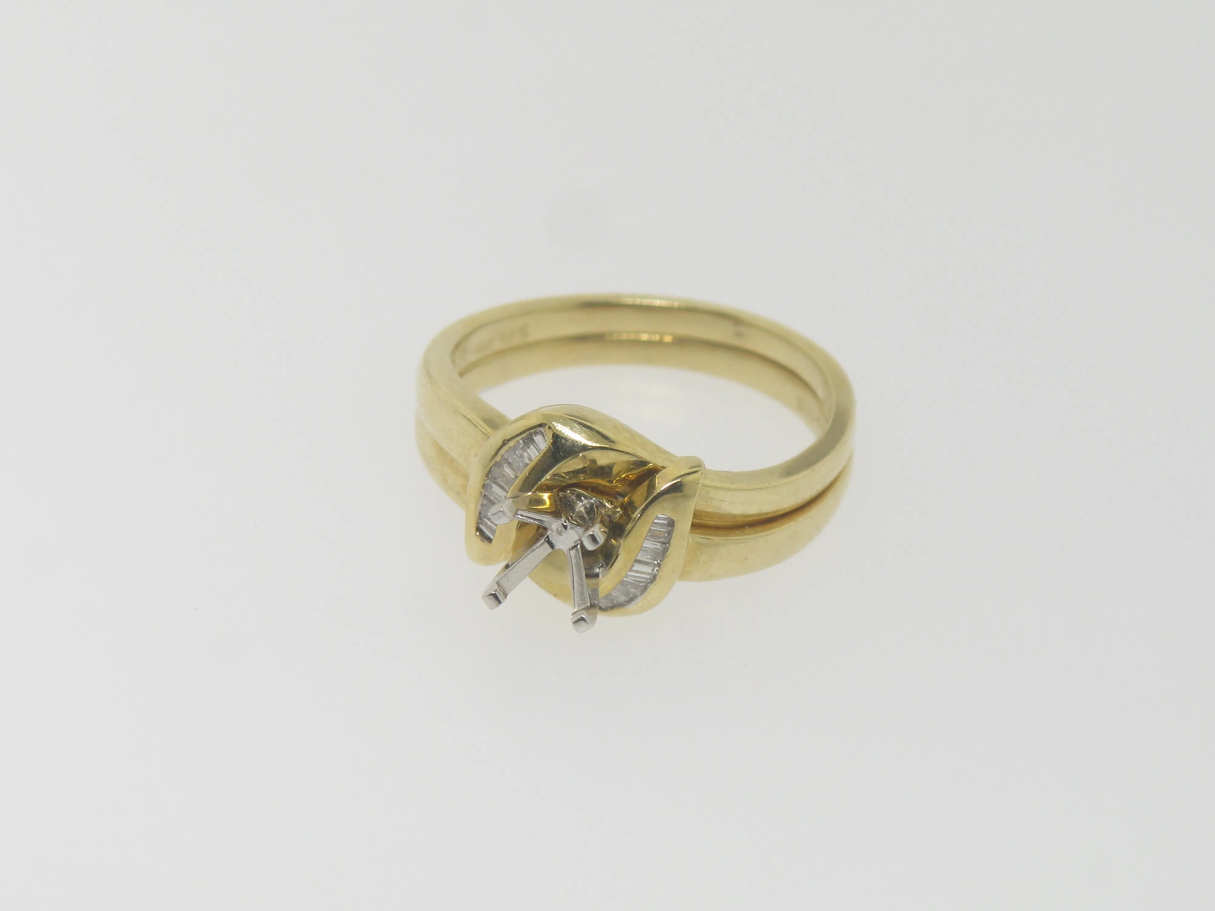 14k Yellow Gold Diamond Wedding Set Complimentary Mounting Size 6.75 (Sale)
