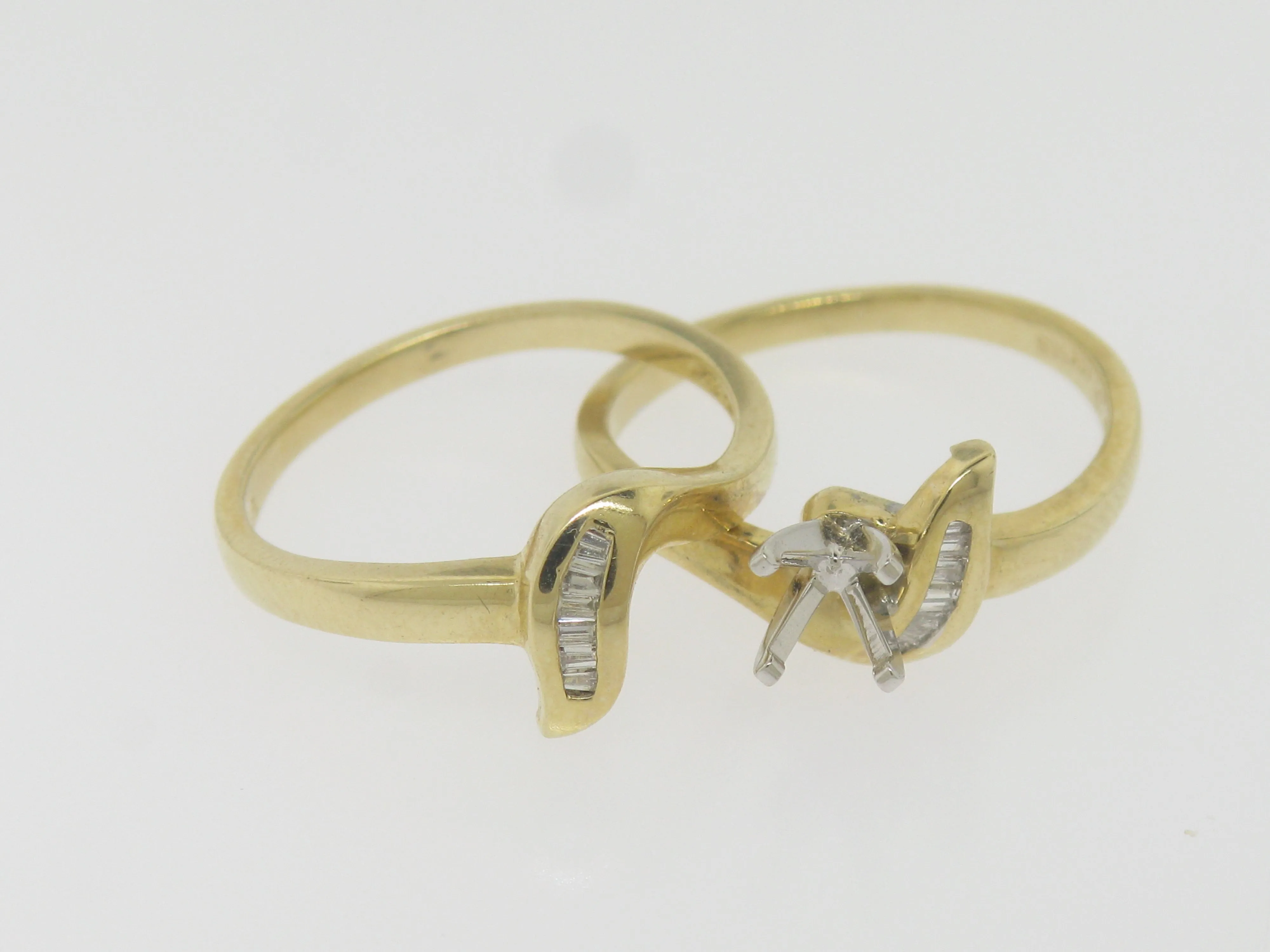 14k Yellow Gold Diamond Wedding Set Complimentary Mounting Size 6.75 (Sale)