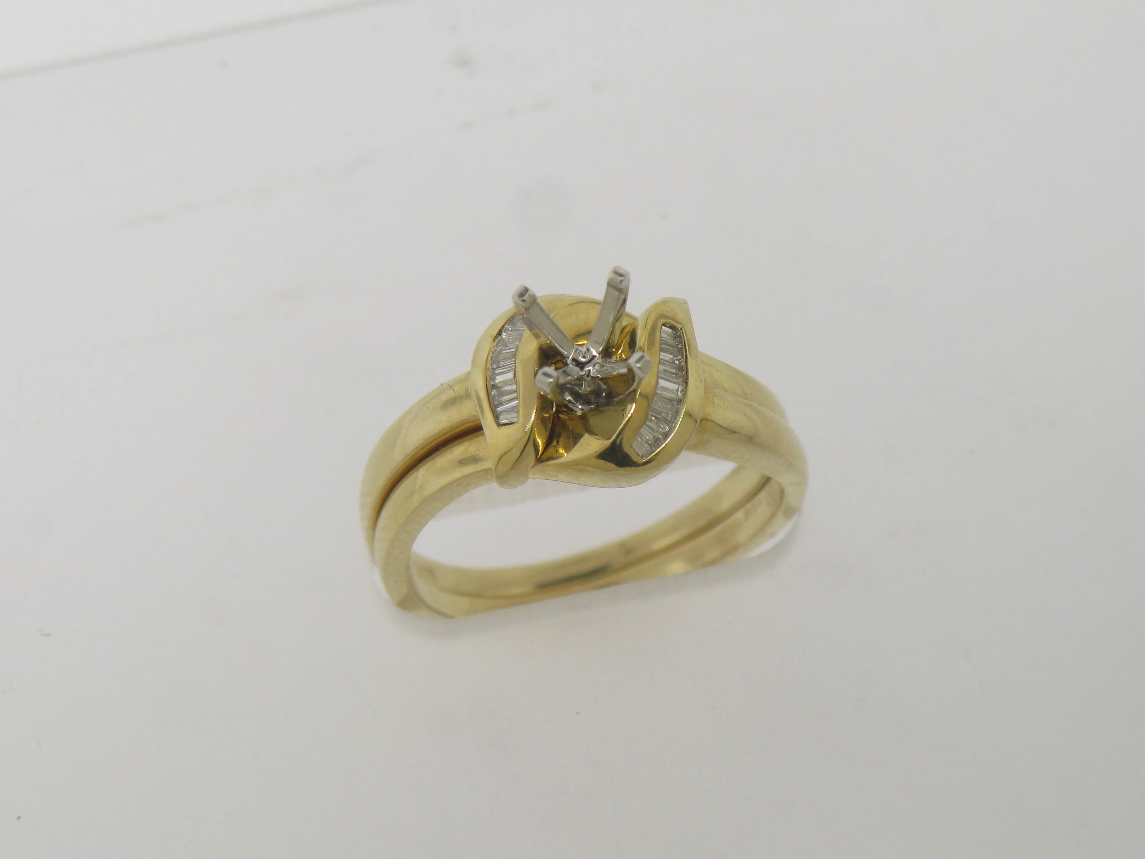 14k Yellow Gold Diamond Wedding Set Complimentary Mounting Size 6.75 (Sale)
