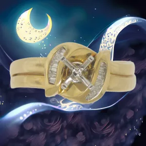 14k Yellow Gold Diamond Wedding Set Complimentary Mounting Size 6.75 (Sale)