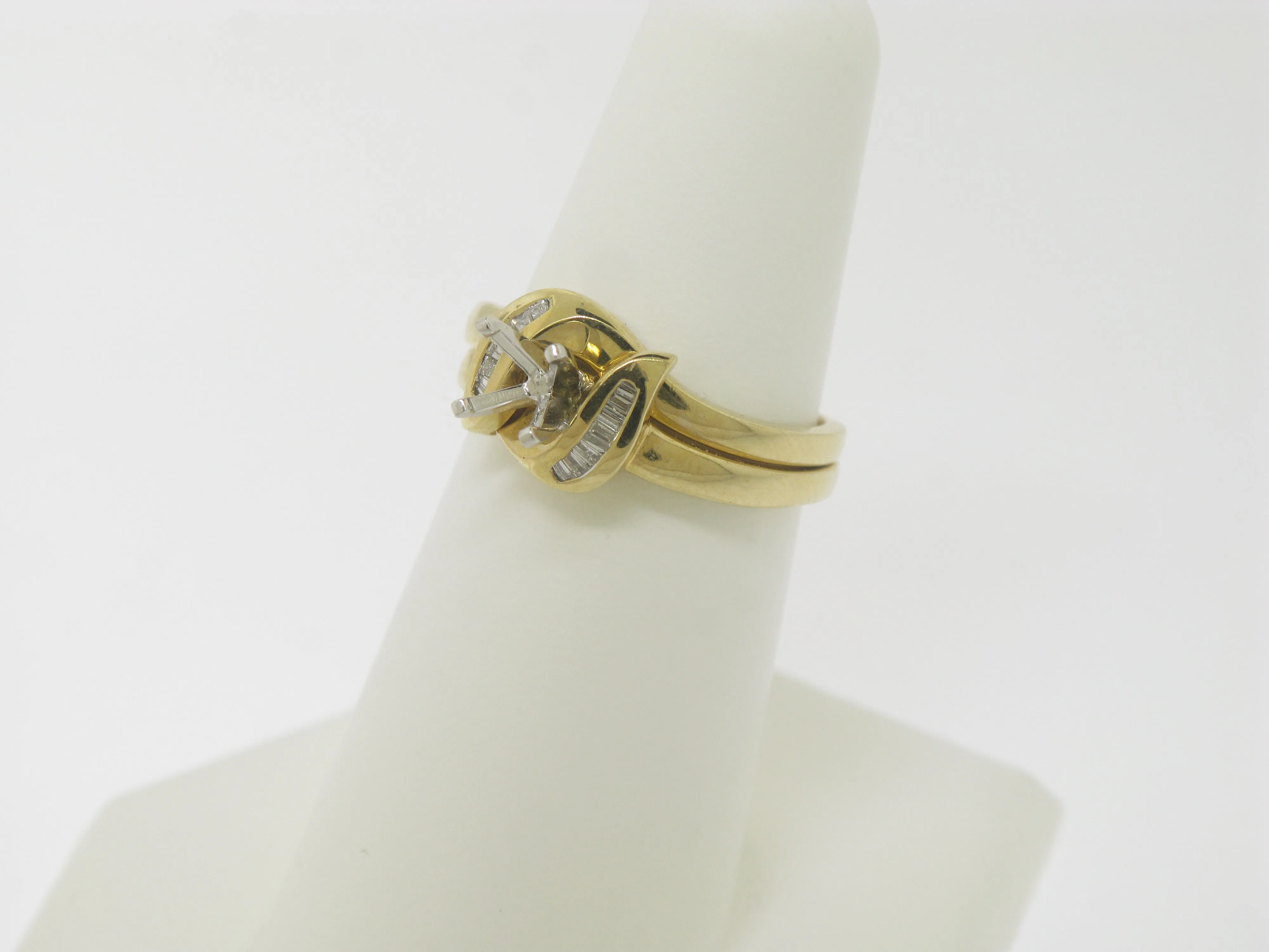 14k Yellow Gold Diamond Wedding Set Complimentary Mounting Size 6.75 (Sale)