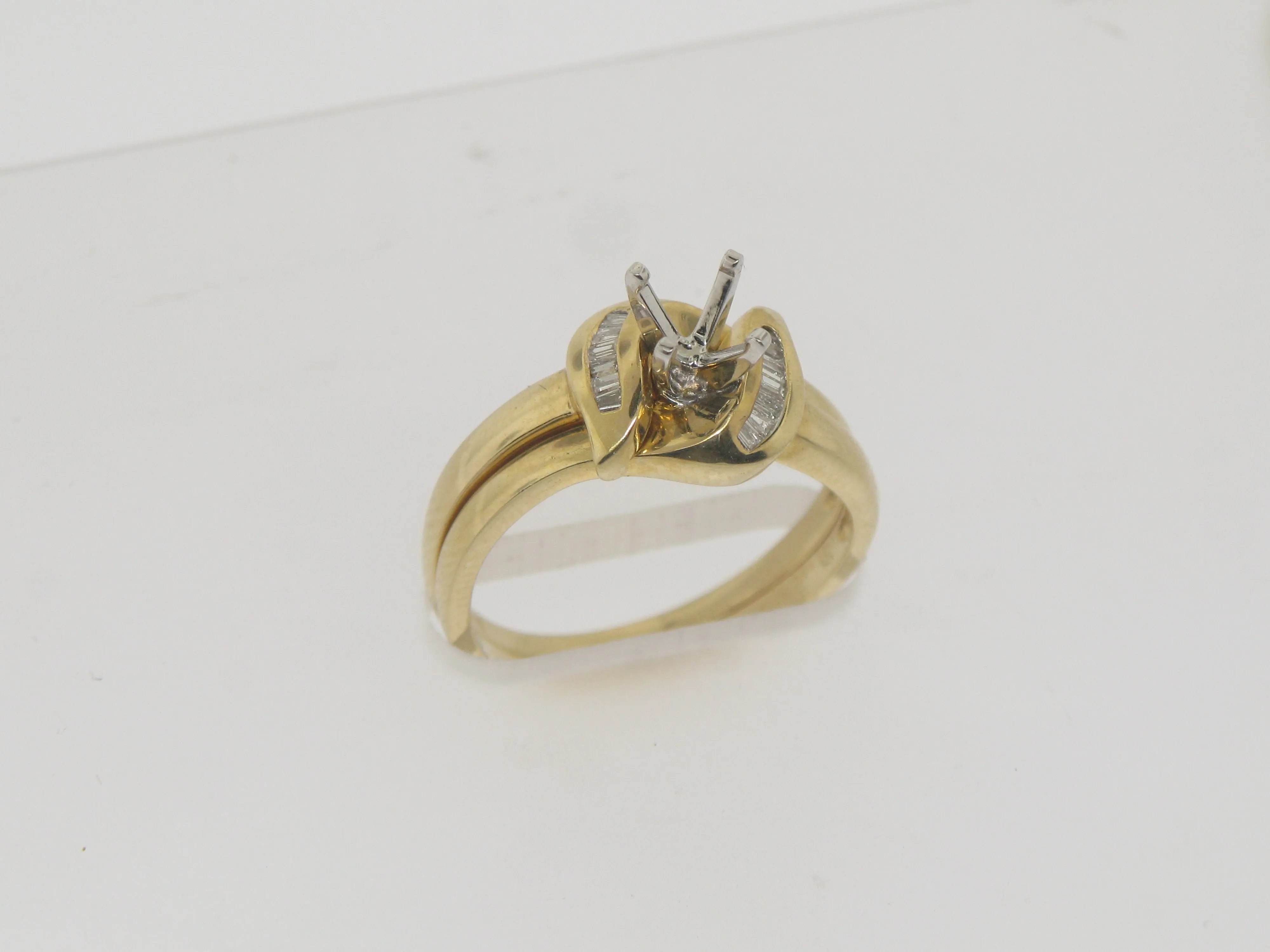 14k Yellow Gold Diamond Wedding Set Complimentary Mounting Size 6.75 (Sale)