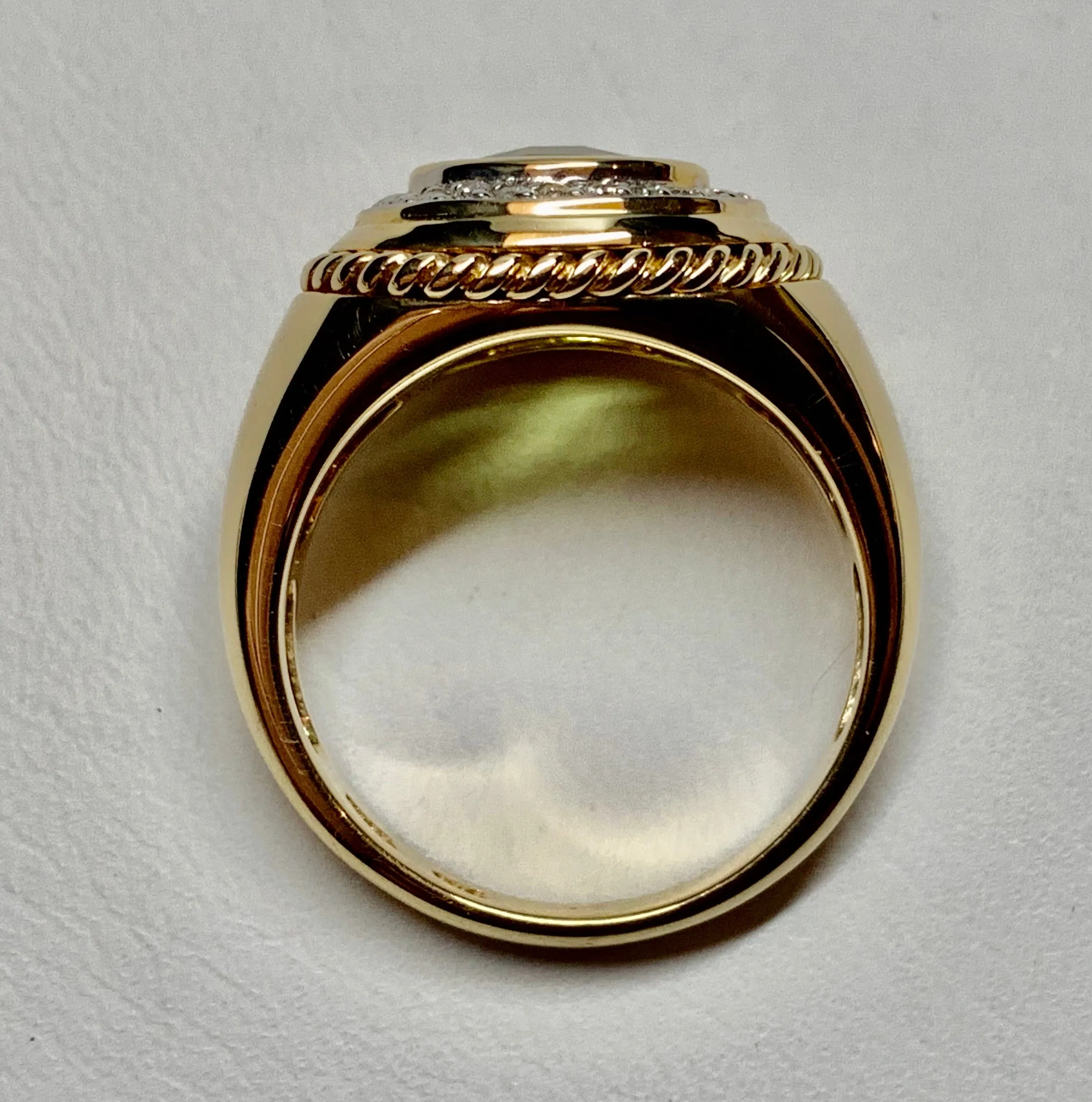 14K Yellow Gold Peridot & Diamond Ring