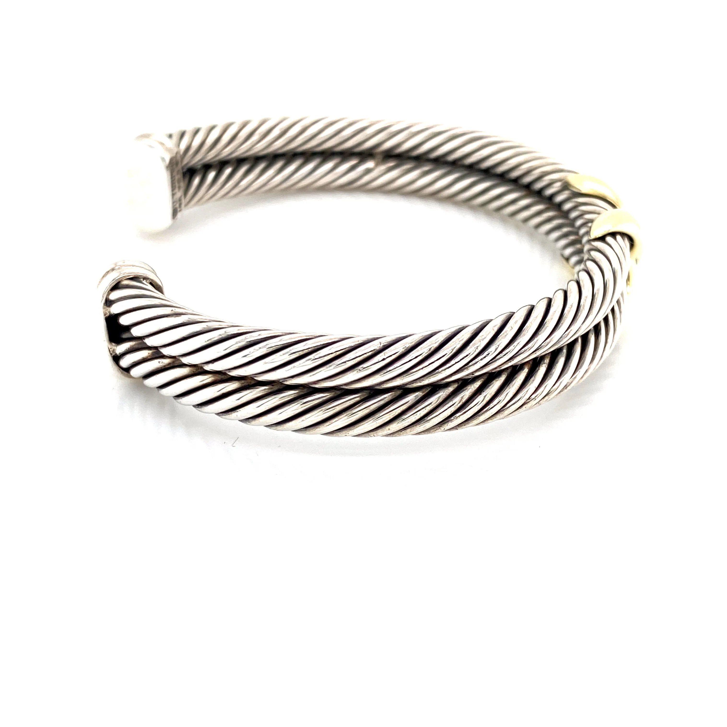 14K Yellow Gold   Sterling Silver "X" Cuff Bangle