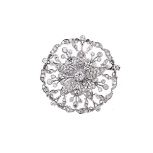 14kt Diamond Flower Brooch / Pin