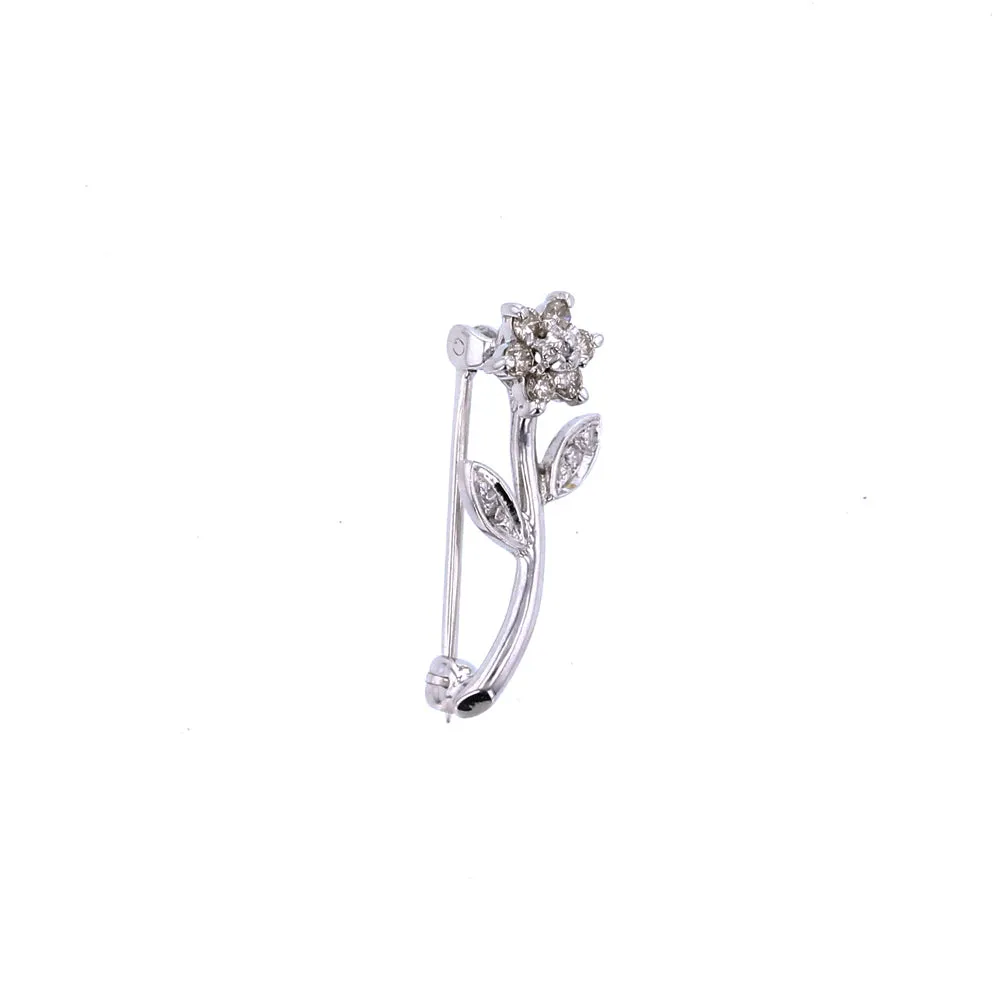 14kt Diamond  Flower Brooch / Pin