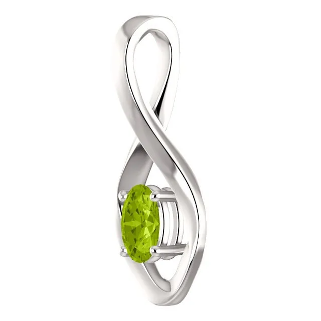 14KT GOLD 0.55 CT OVAL PERIDOT INFINITY PENDANT