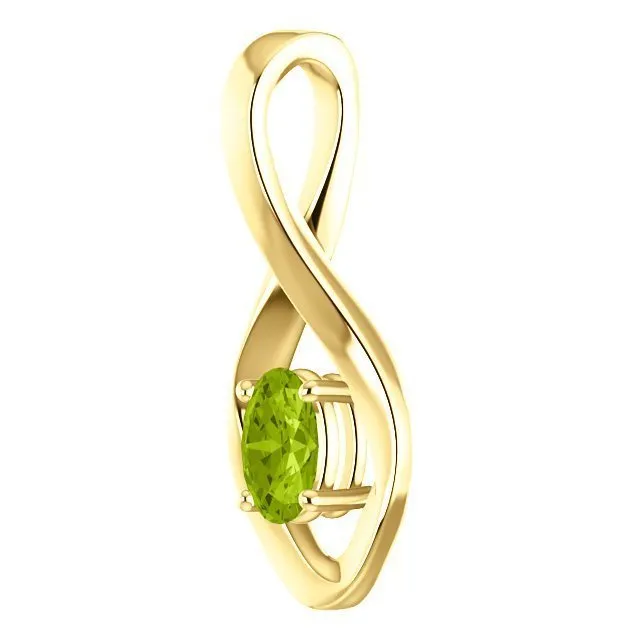 14KT GOLD 0.55 CT OVAL PERIDOT INFINITY PENDANT