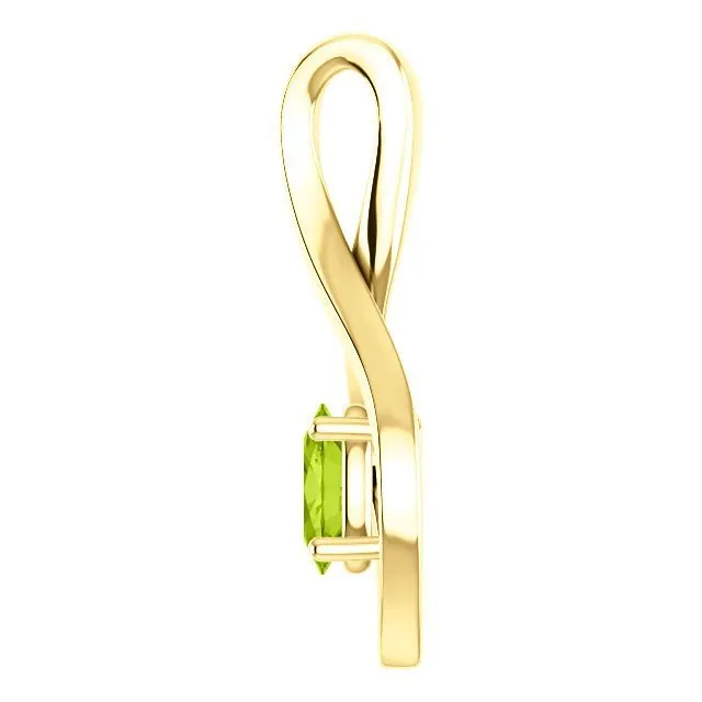 14KT GOLD 0.55 CT OVAL PERIDOT INFINITY PENDANT
