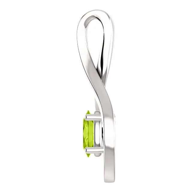 14KT GOLD 0.55 CT OVAL PERIDOT INFINITY PENDANT