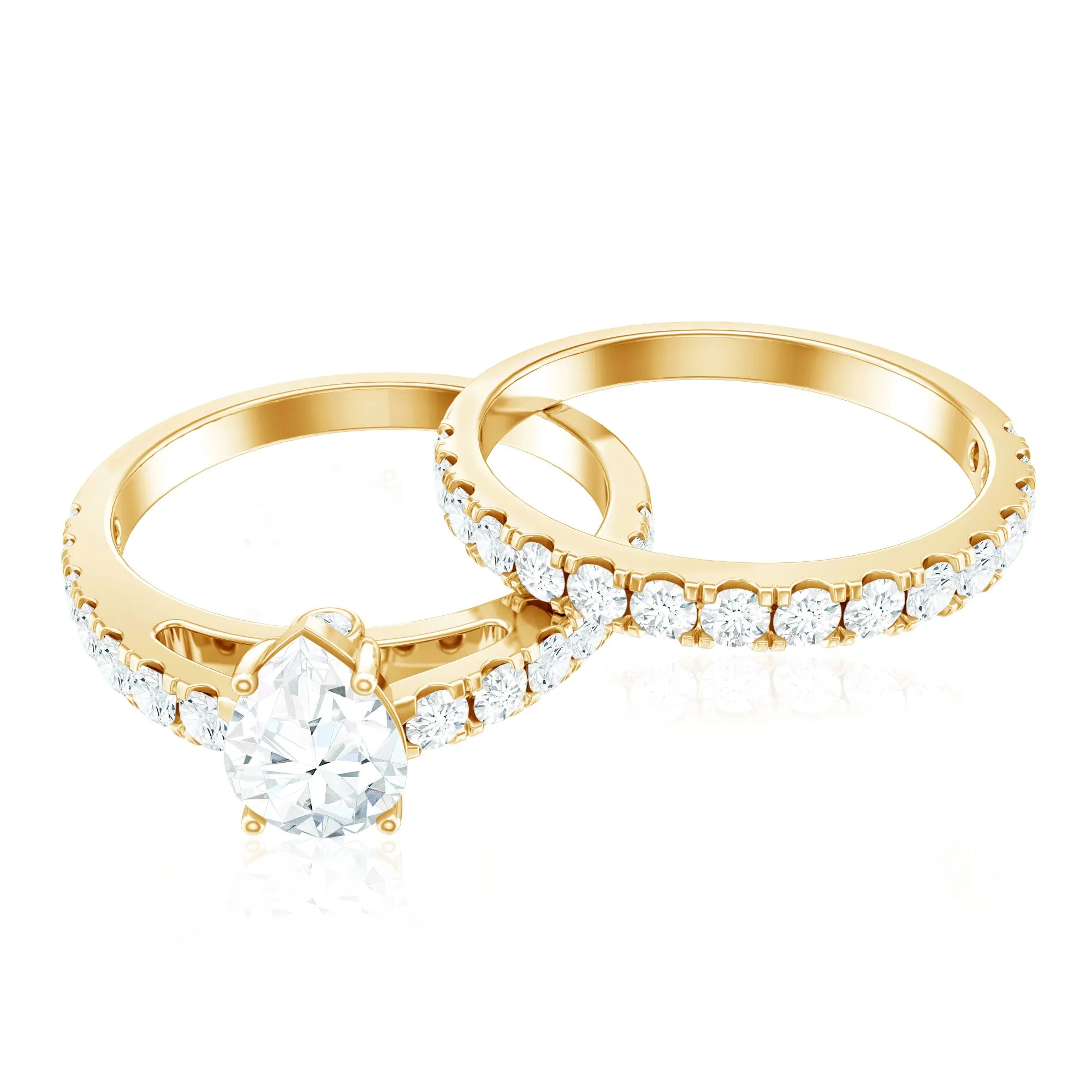 1.75 CT Moissanite Engagement Ring with Wedding Band