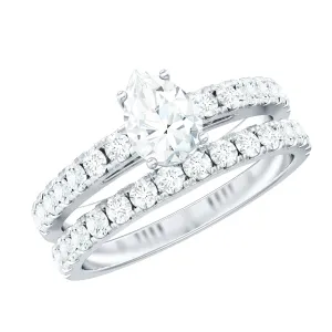 1.75 CT Moissanite Engagement Ring with Wedding Band