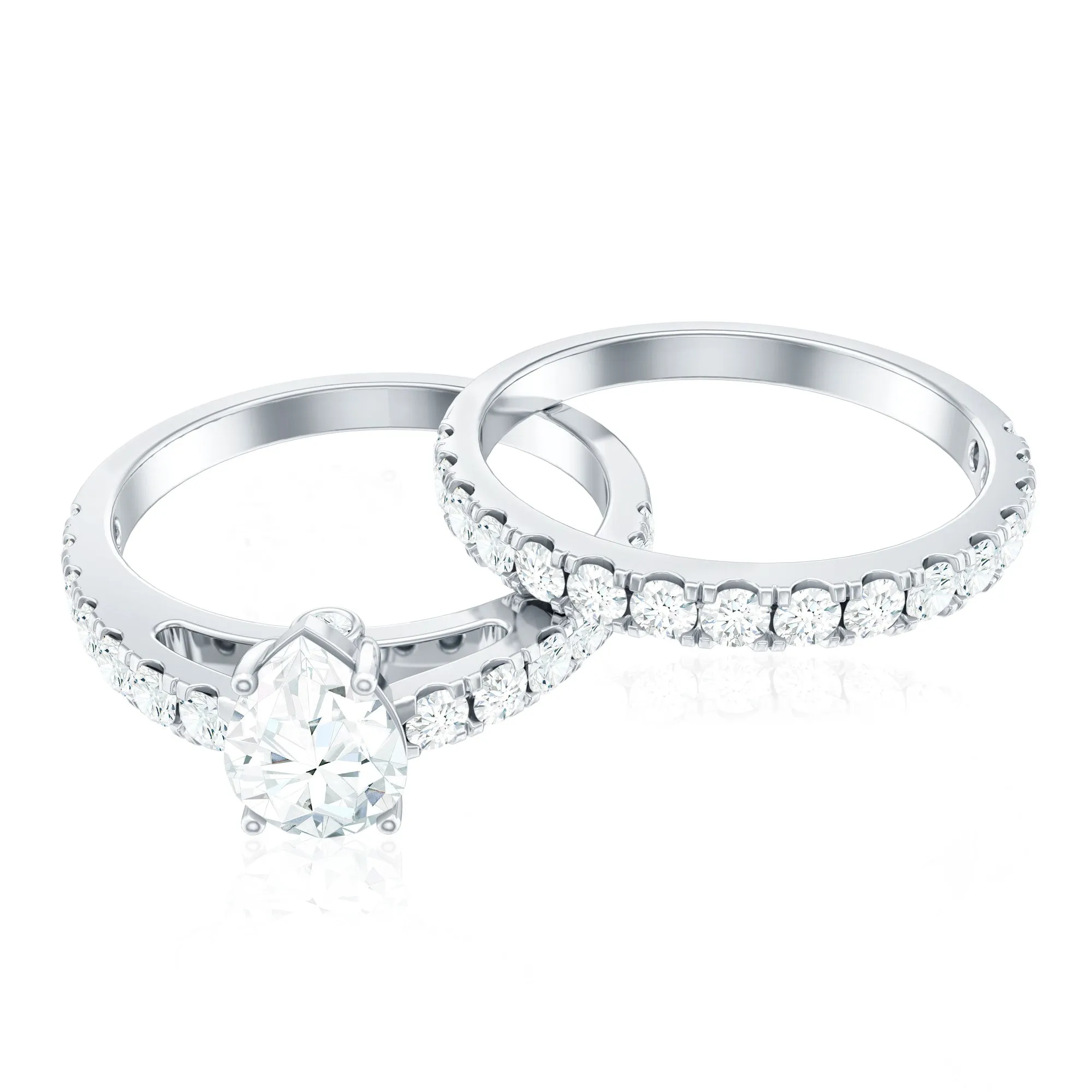 1.75 CT Moissanite Engagement Ring with Wedding Band