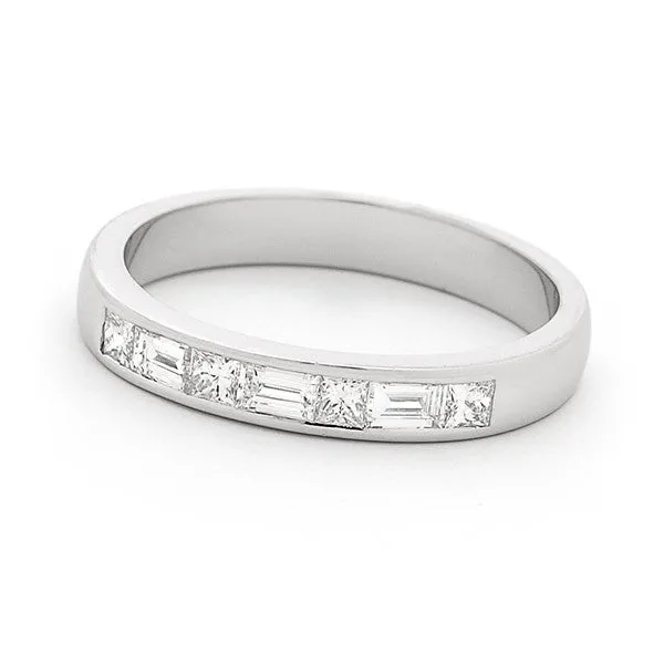 18ct Channel Set Taper & Princess Cut Diamond Wedding Ring