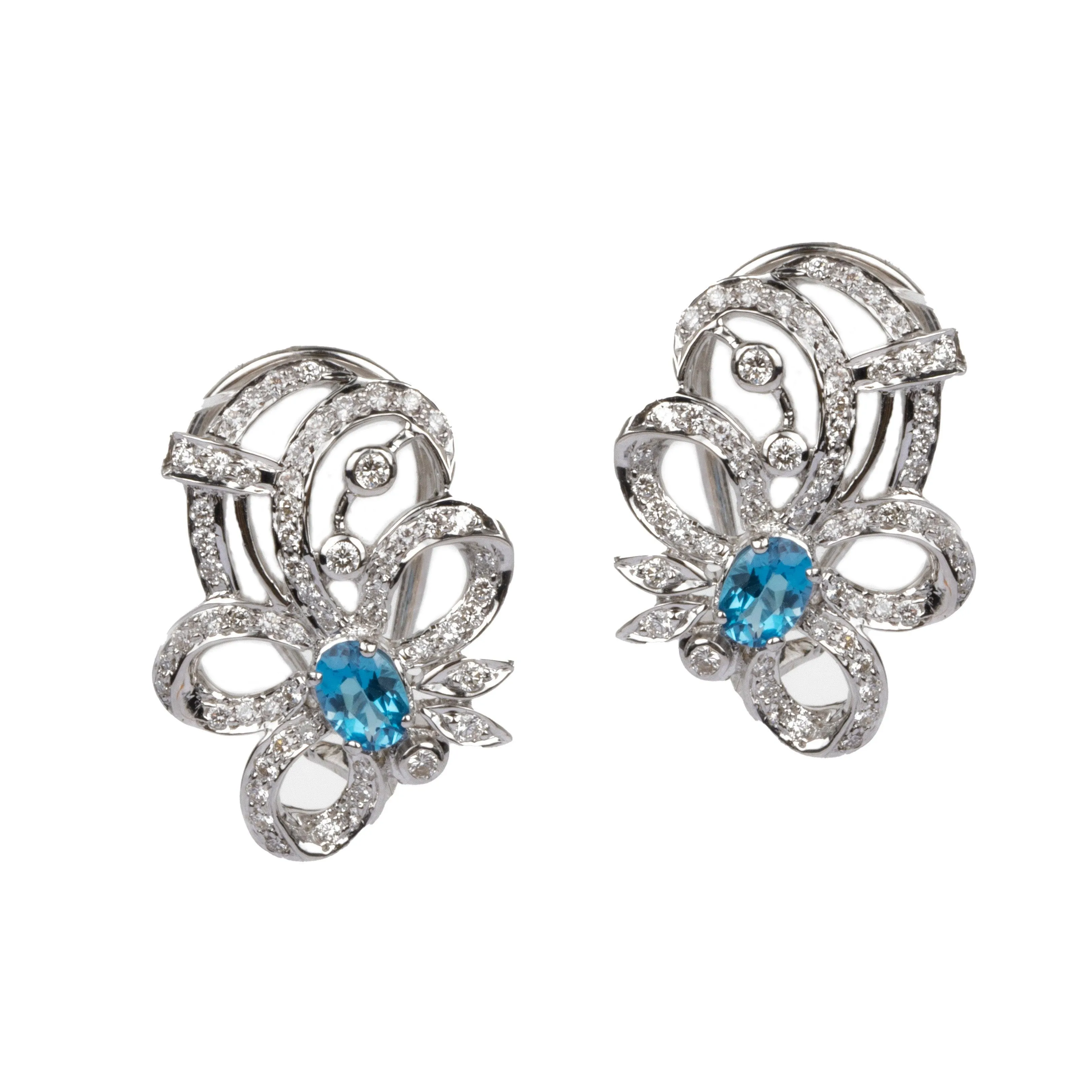 18ct White Gold Diamond and Aquamarine Necklace and Earrings Set KT22/23