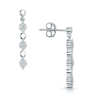 18ct White Gold Pave Set Diamond Drop Earrings