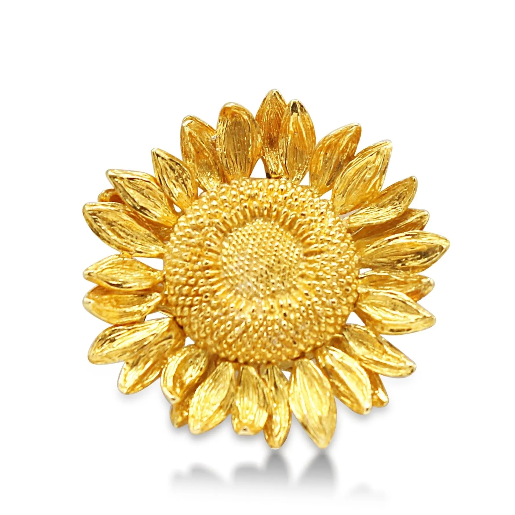 18ct Yellow Gold Sunflower Brooch - By Asprey