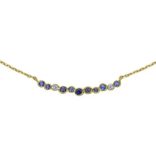 18k Sapphire & Aquamarine Medium Cascade Necklace