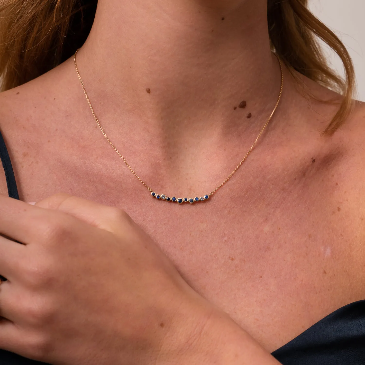 18k Sapphire & Aquamarine Medium Cascade Necklace