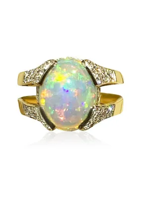18kt Yellow and White Gold Black Crystal and Diamond ring