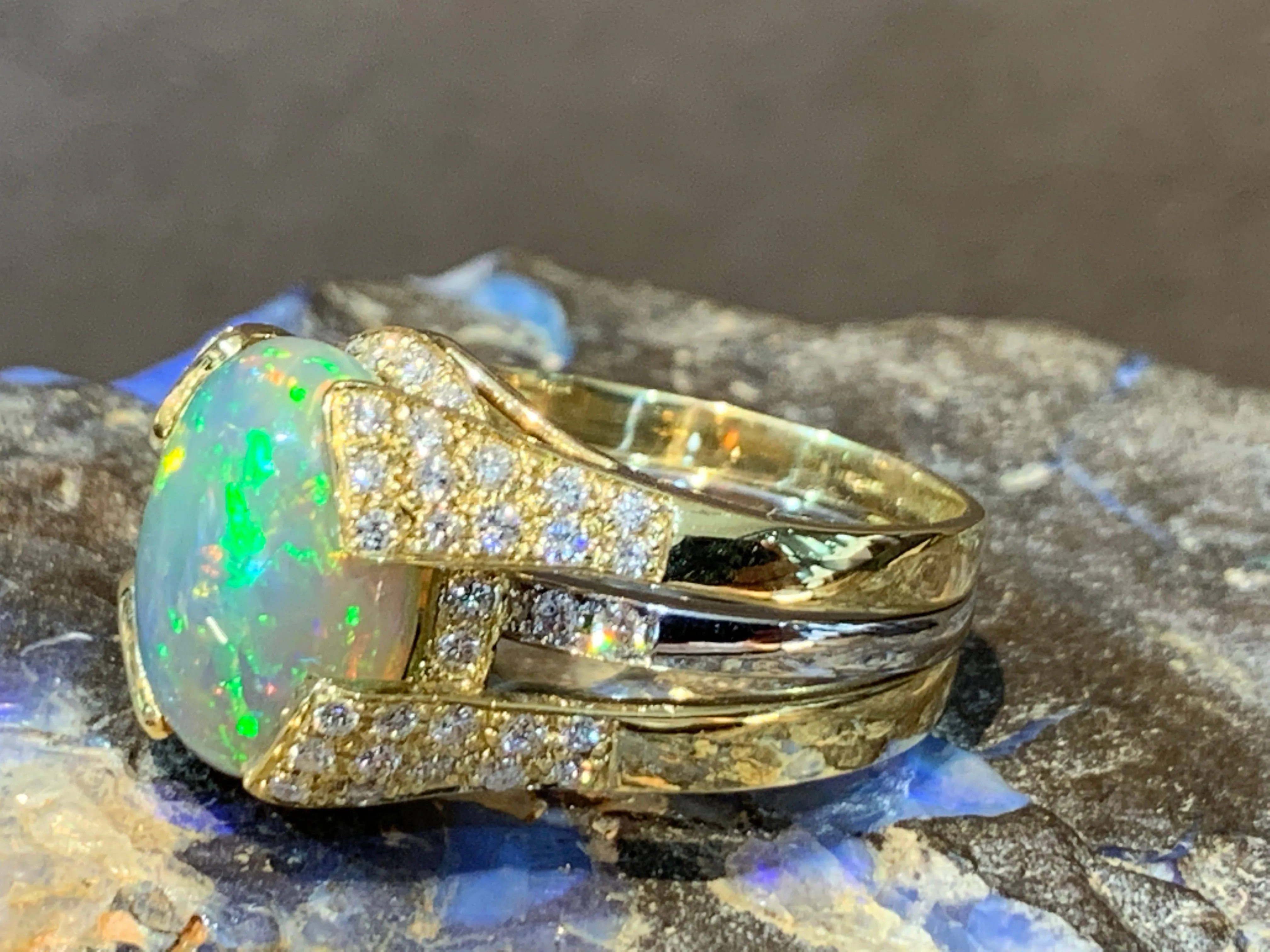 18kt Yellow and White Gold Black Crystal and Diamond ring