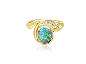 18kt Yellow Gold Black Opal and DIamond ring