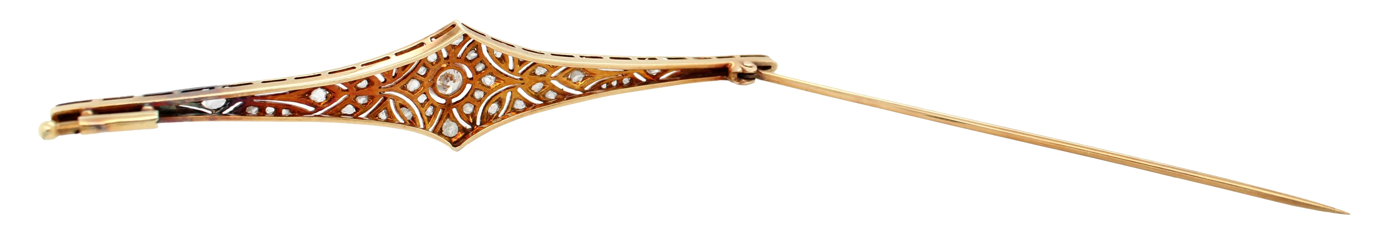 1940s Antique Art Deco 14k Two-Tone Gold 1.50ctw Diamond Filigree Brooch Pin